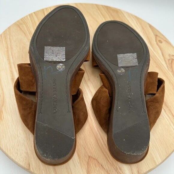 Lucky Brand Sandals Womens Size US 9 EU 39 Brown Suede Wedge Heels Sandals - Picture 6 of 6